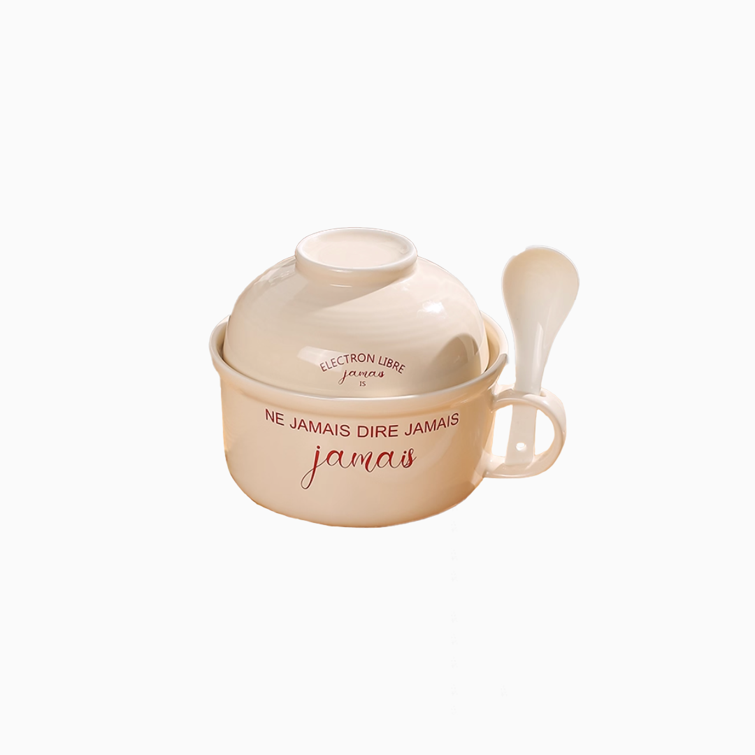 奶白紅字泡麵碗