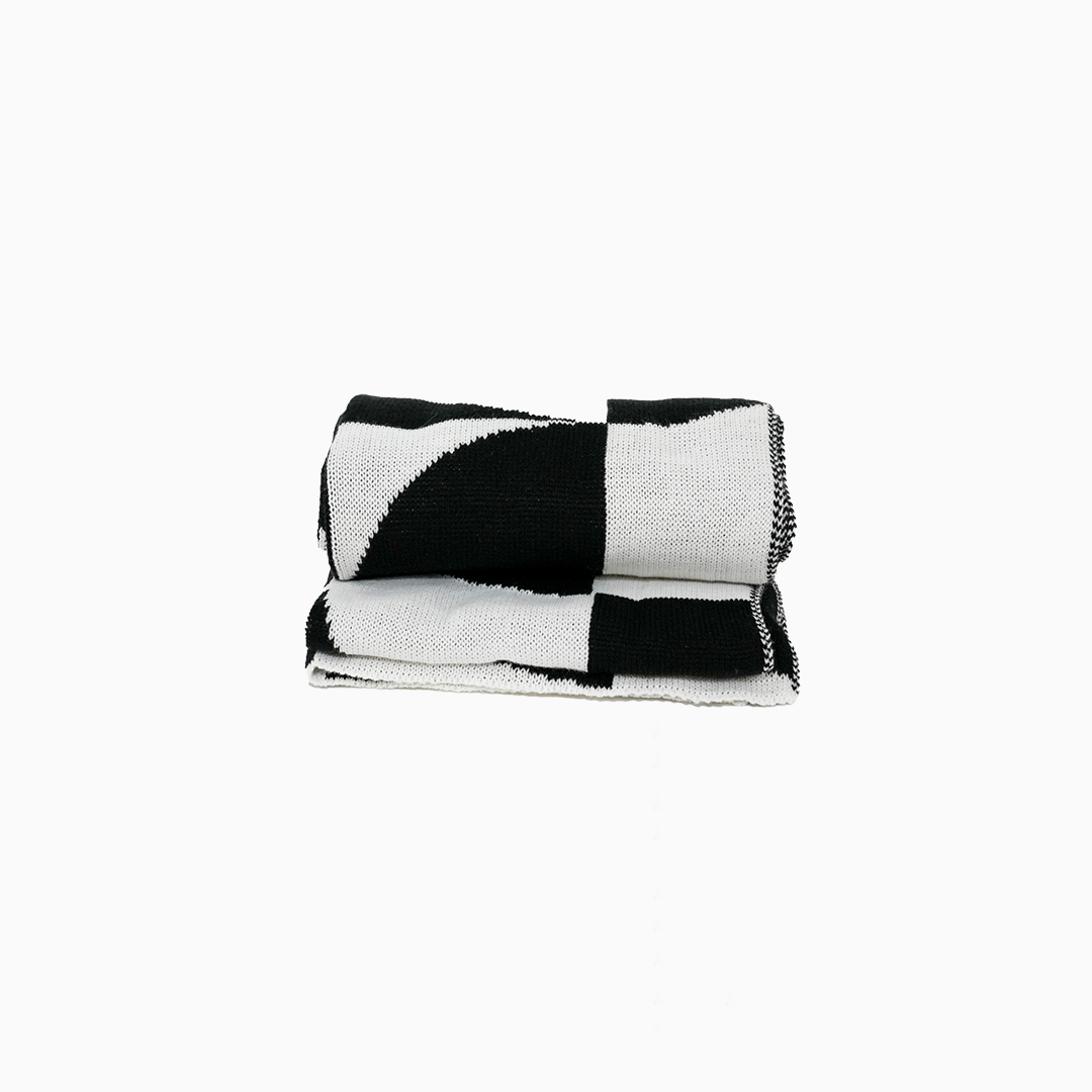 幾何遊走毯子黑色